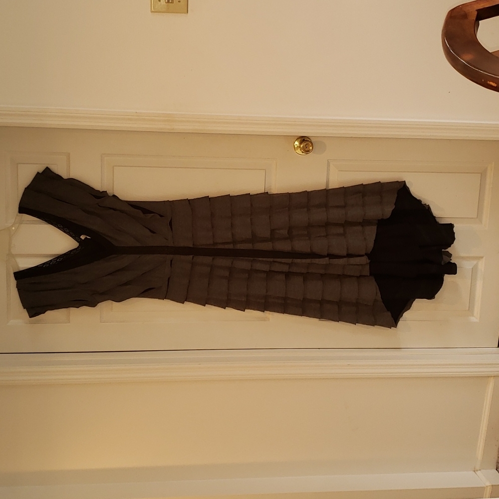 Amazing grey Free people tiered hi lo hem dress with black details